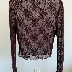 Elegant Lace Long Sleeve Top - Burgundy